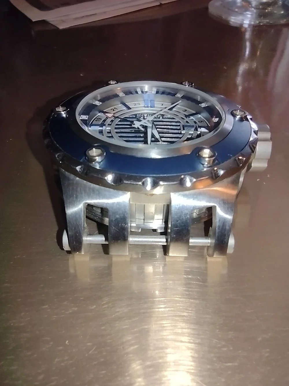 Invicta Silver and Blue Mens Sport Dive Watch